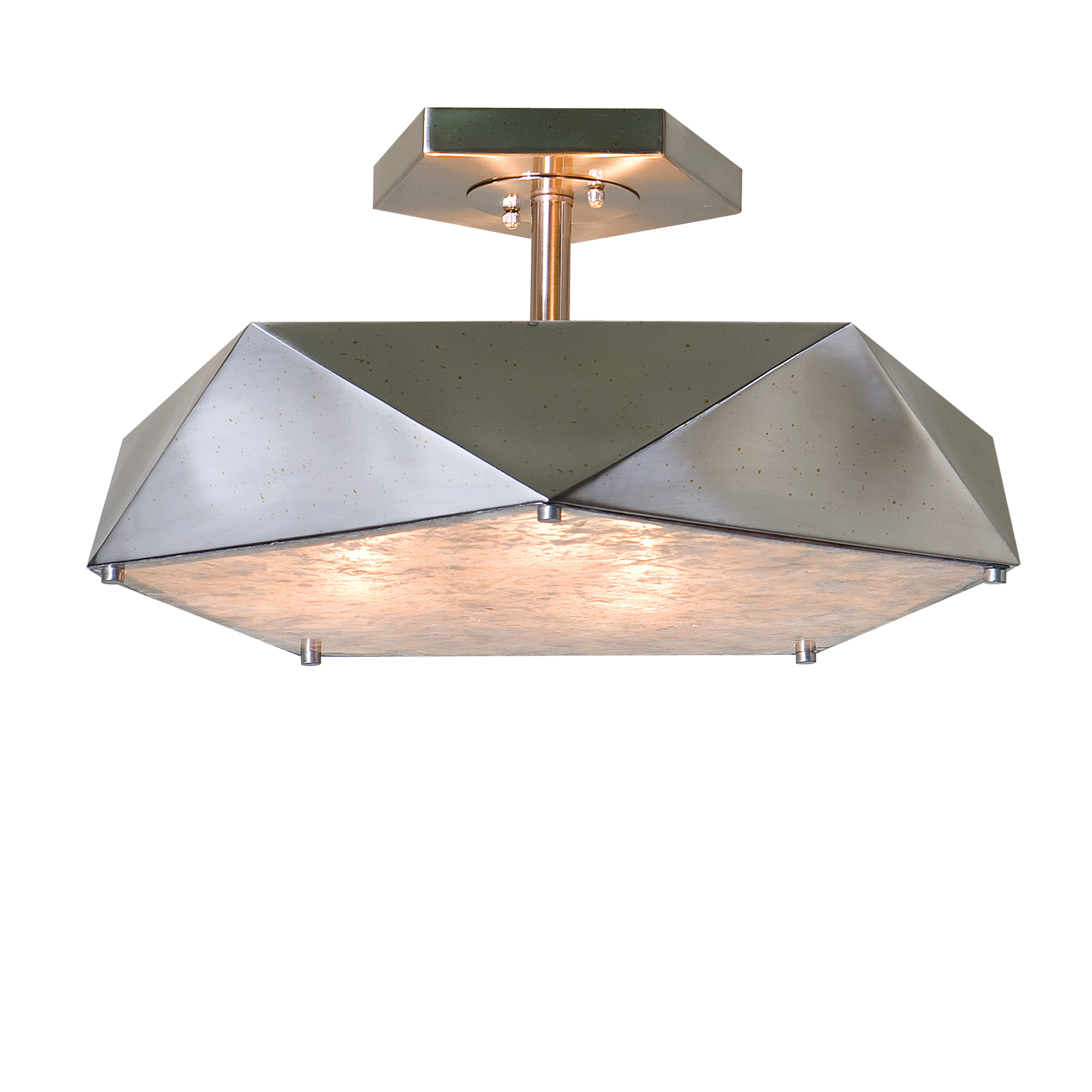 Online Designer Living Room Tesoro 3 Light Antique Nickel Semi Flush